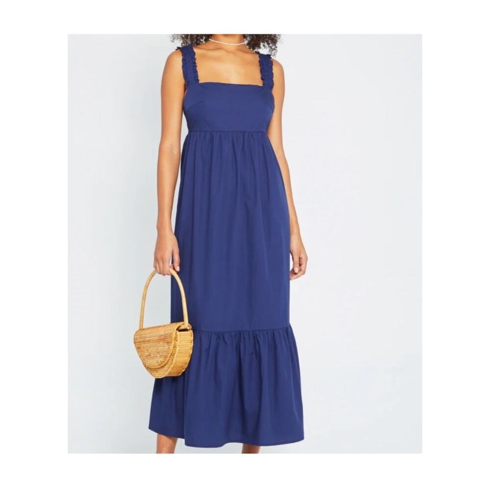 Tuckernuck OPT Maude Tie Back Navy Blue Maxi Dress Summer Sz SMALL NEW